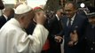 Pope Francis has meal with prisoners during Naples visit