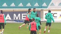 Entrenamiento del Real Madrid previo al partido frente al Getafe