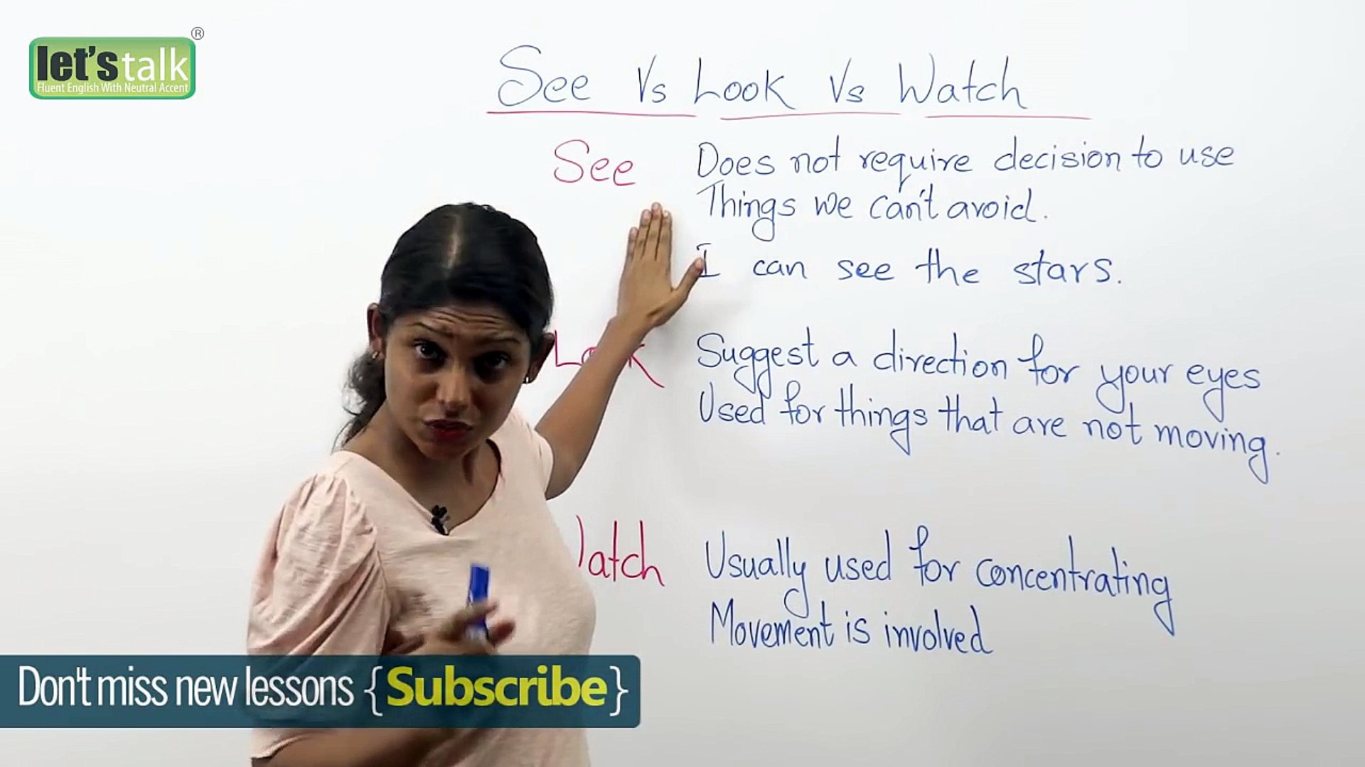 Advanced English Lesson Difference Between See Look And Watch Esl Video Dailymotion