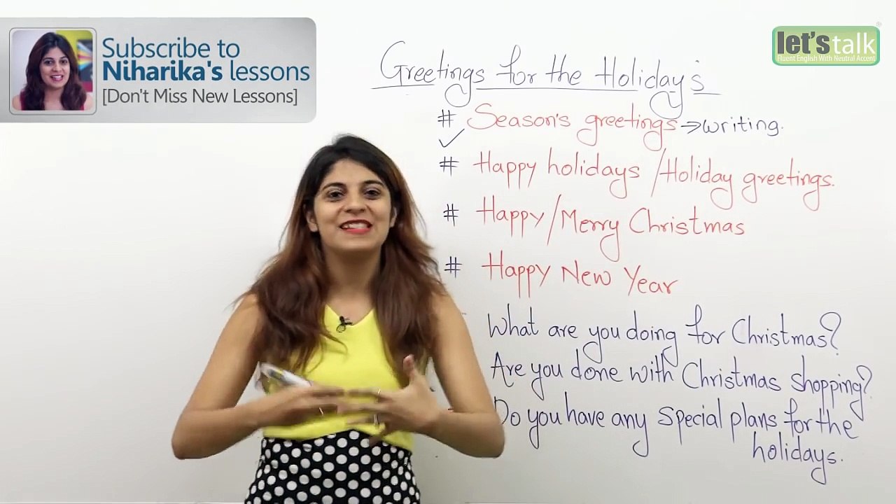 English Lesson - Holiday Season Greetings ( Learning English Speaking)