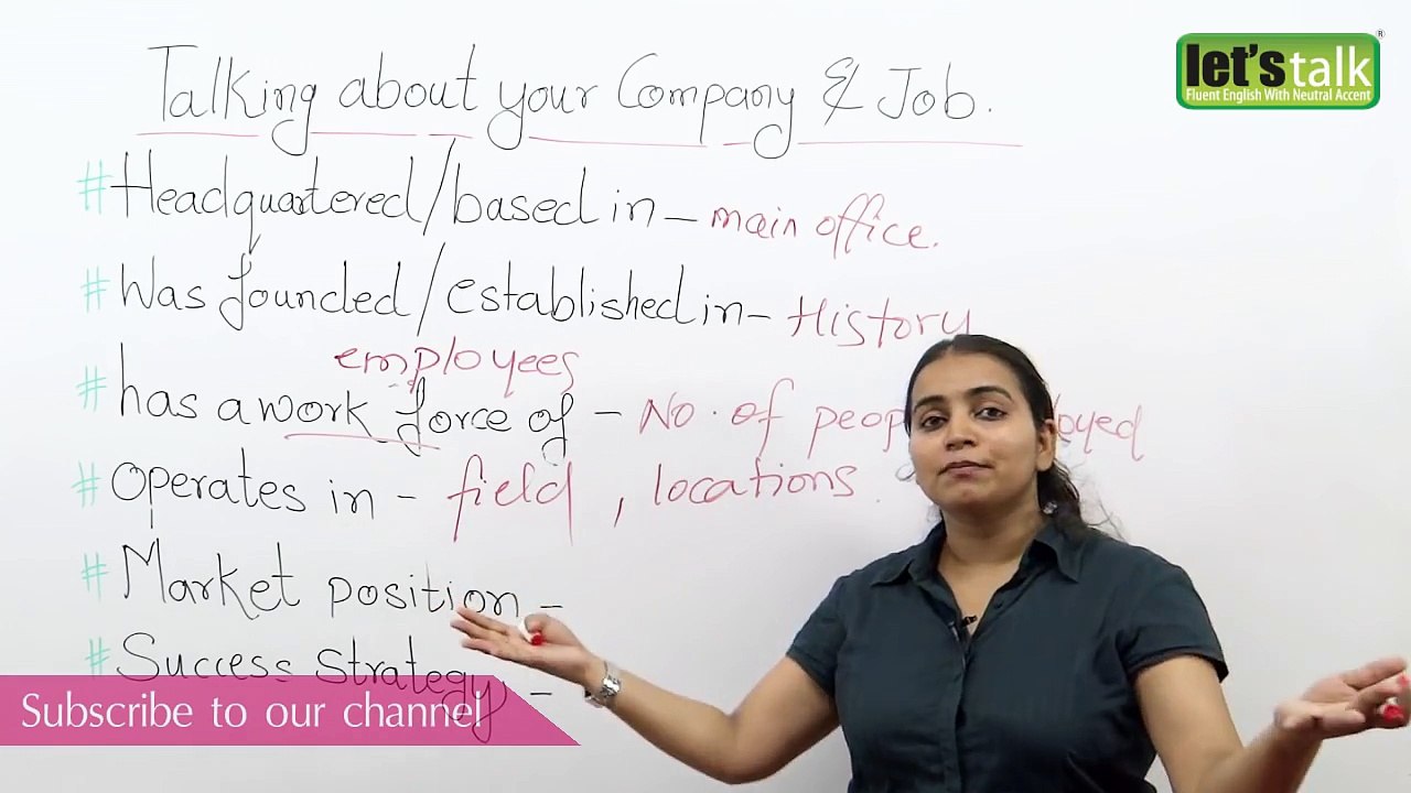 How to talk about your company & job? - Free English Speaking & Vocabulary lesson.