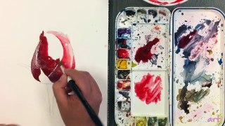 How to Paint a Red Rose bud Watercolor flower painting
