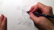 How to Draw Spiderman Chibi From Marvel Charers Easy Step by Step Video Lesson