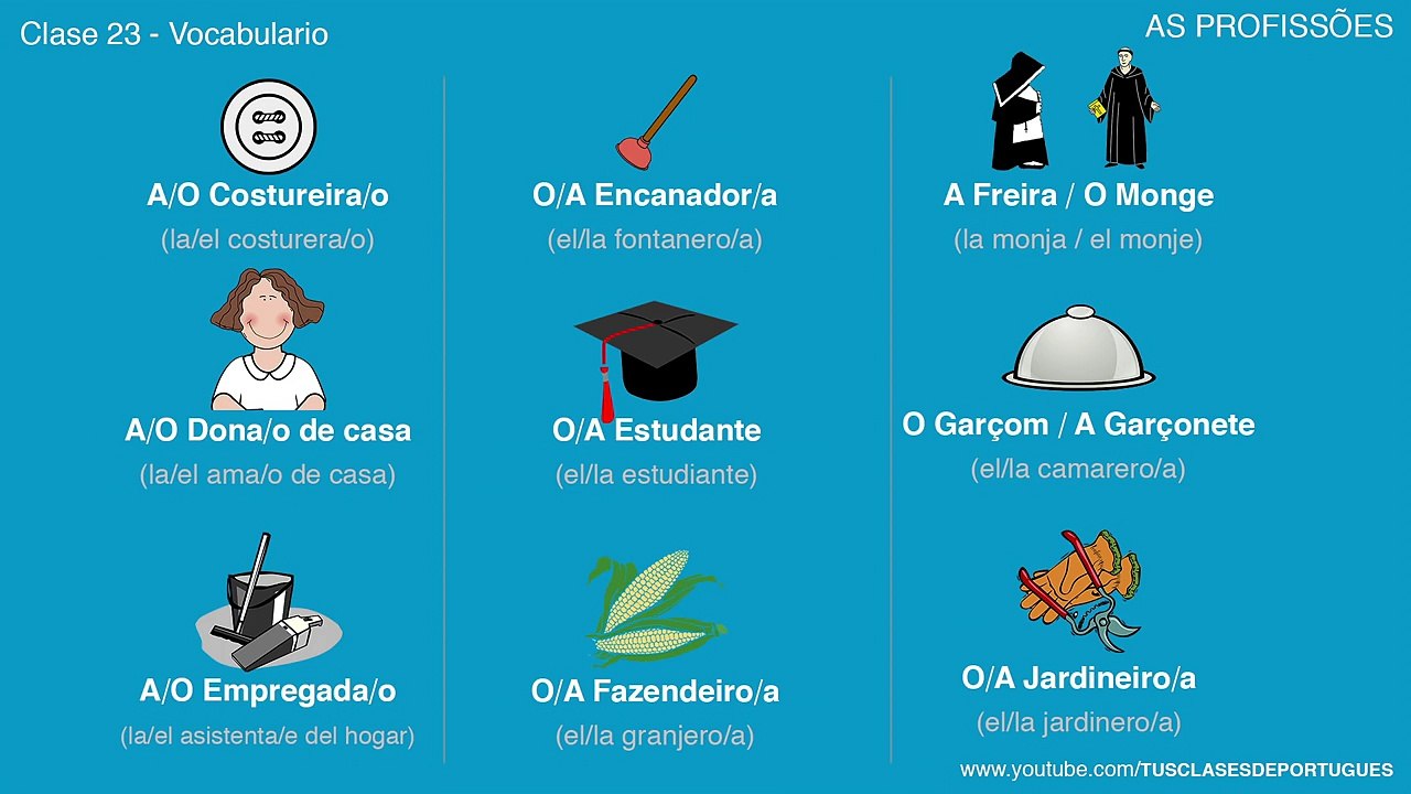 Clases de Portugués - Clase 23.3 - PROFISSÕES (Profesiones) - Vocabulario - NIVEL INTERMEDIO B1