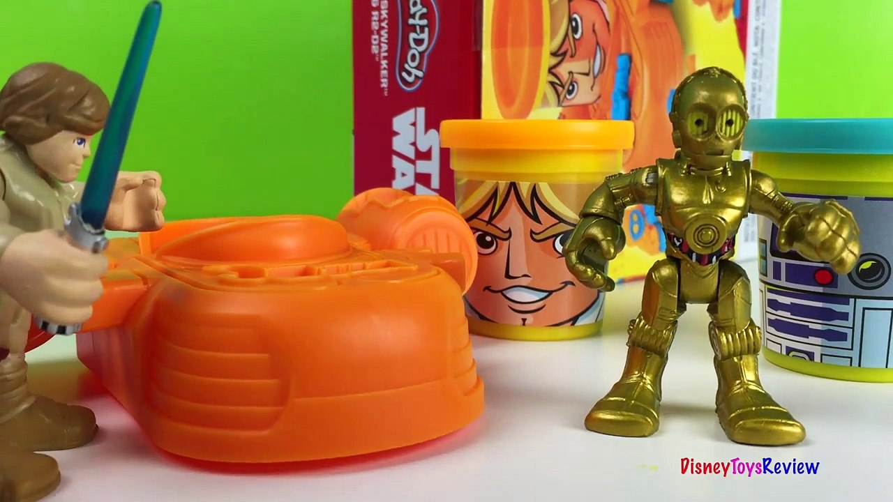 STARWARS PLAY DOH Can Heads Luke Skywalker and R2D2 robot - start wars spaceship toys