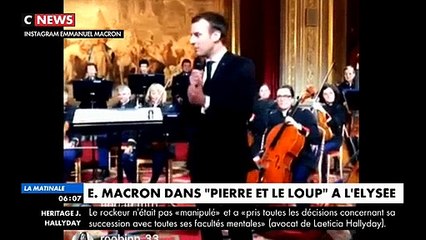 Emmanuel Macron jouant dans "Pierre et le Loup" dans les salons de l'Elysée