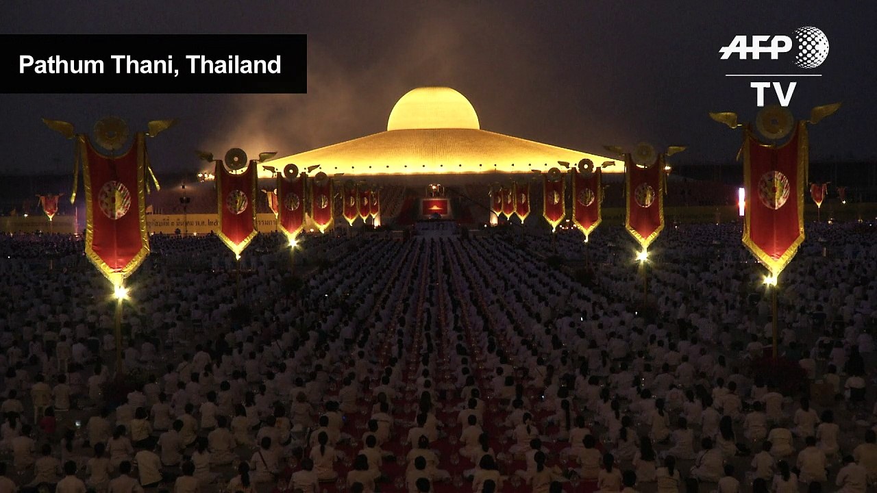 Buddhist monks celebrate Makha Bucha Day at temple near Bangkok
