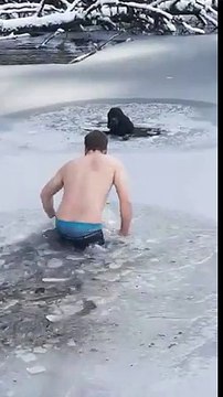 Il se jette dans un lac gelé pour sauver un chien !