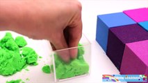 DIY How to Make Giant Kinetic Sand Rainbow Cube Learn Colors and Sizes