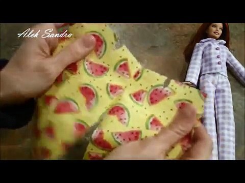 Одежда для кукол Барби. Как сшить пижаму (брюки) How to make pajamas for Barbie dolls, part 1
