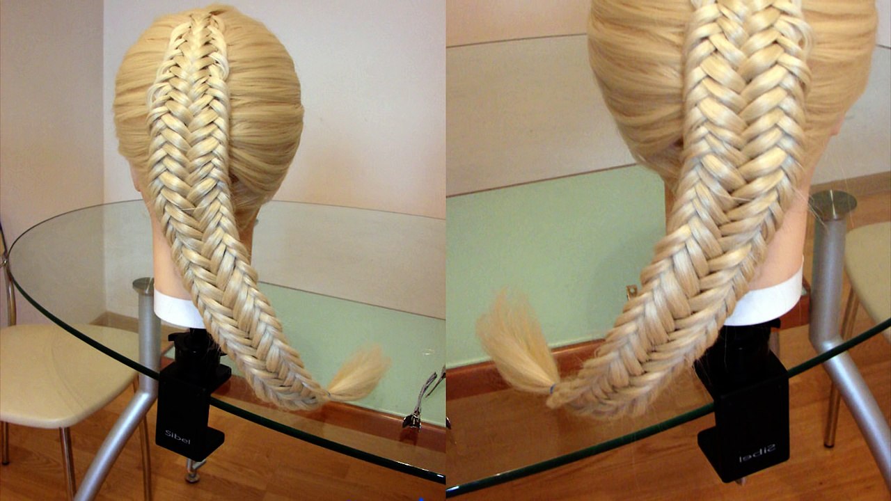 Коса Рыбий хвост, новый вариант с подхватом. Причёска в школу. Видео-урок
