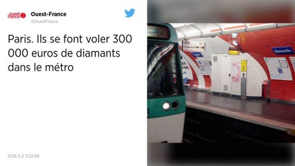 Paris. Ils se font voler 300 000 euros de diamants dans le métro.