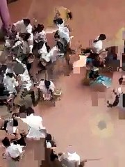 School boys real fight .teachers saved student