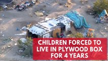 Couple arrested for forcing three children to live in plywood box