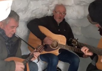 Trio Enjoys Trad Session Inside an Igloo in Ireland