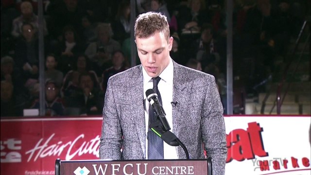 OHL Windsor Spitfires - Taylor Hall has his #4 Spitfires jersey retired