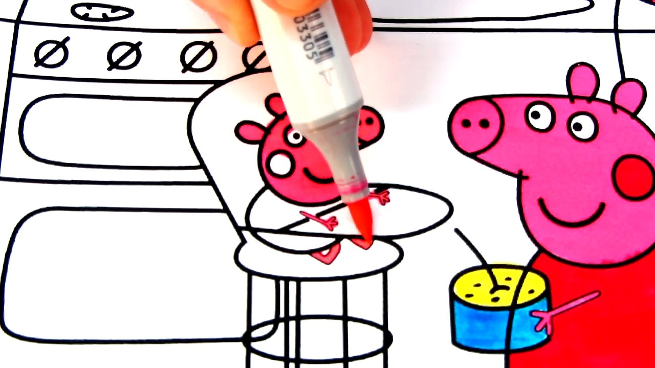 Mummy Pig with Peppa Pig and Baby Alexander Coloring Pages Video For ...