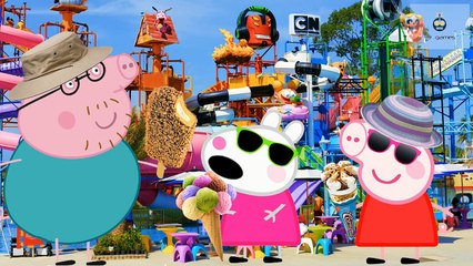 Свинка Пеппа. Новые серии. АКВАПАРК 2 ГОРКИ И МОРОЖЕНОЕ! Peppa Pig.