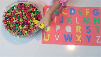 Learn Alphabet with Jelly Bean Surprise,Skittles Surprise Alphabet Letters ABC Jelly Bean Surprise