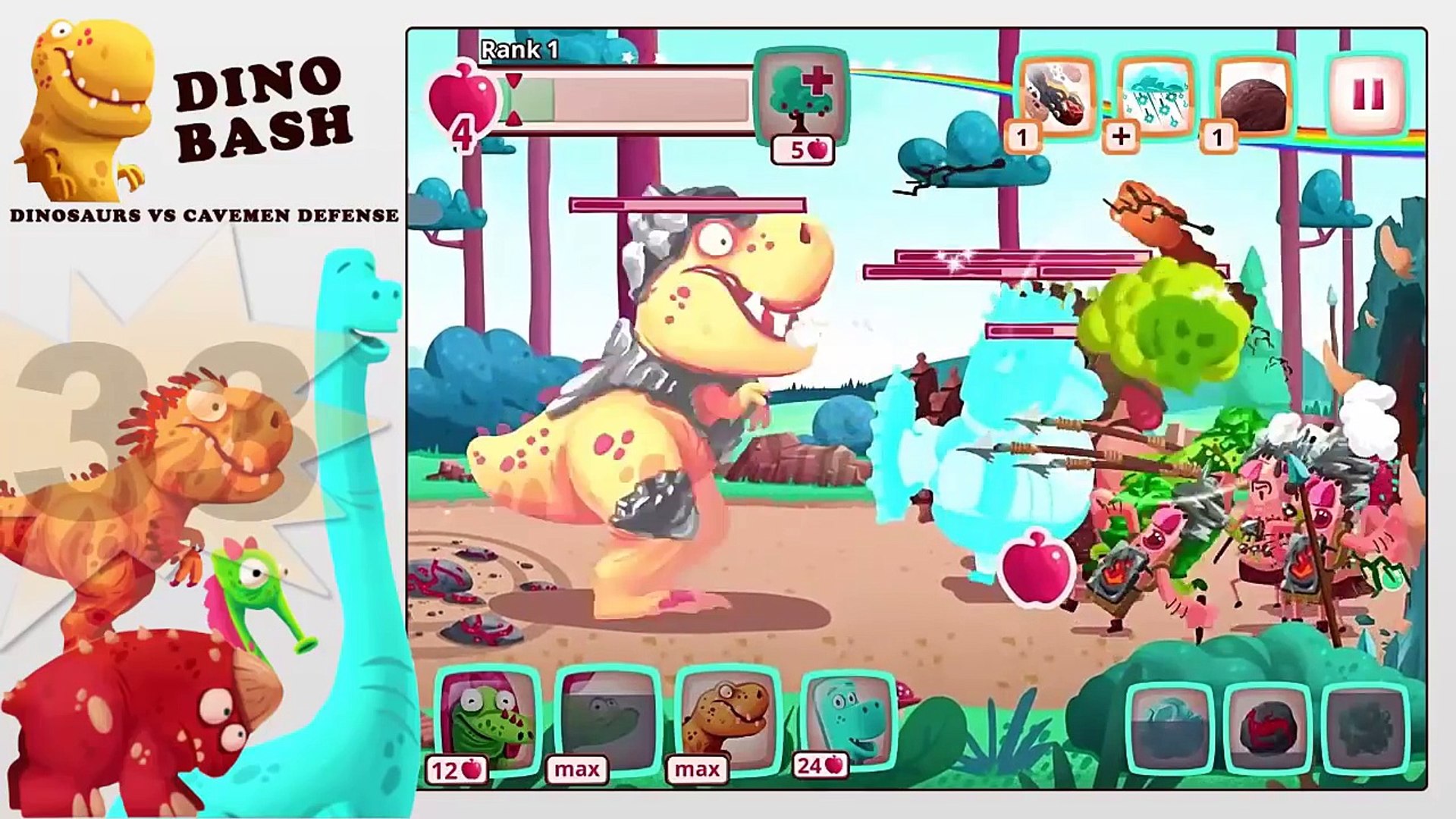 Dino Bash Dinosaurs vs Cavemen Defense EP 33 Levels 94,95,96 Got The Double  Hunk