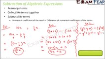 Maths Algebraic Expressions part 10 (Subtraction) CBSE Class 7  Mathematics VII