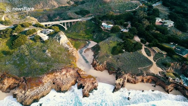 Drone captures daredevils slacklining over the ocean in California