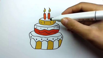 Learn Colors for Kids and Color Birthday Cake Coloring Page