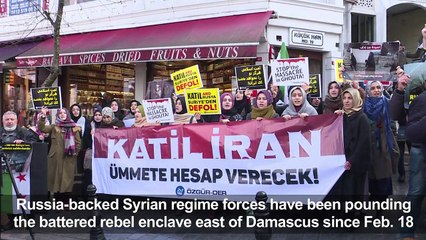 Protesters demonstrate against Syria's Eastern Ghouta's massacre