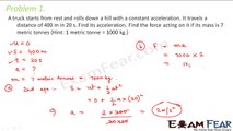 Physics Force & Laws of Motion part 7 (Numerical) CBSE class 9 IX