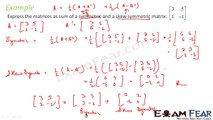 Maths Matrices part 32 (Example Skew & Symmetric) CBSE Mathematics XII