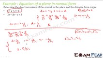 Maths 3 Dimensional Geometry part 17 (Example :Plane Normal Form) CBSE class 12 Mathematics XII