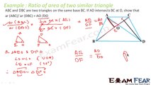 Maths Triangles part 37 (Example Ratio of Area of triangle) CBSE class 10 Mathematics X
