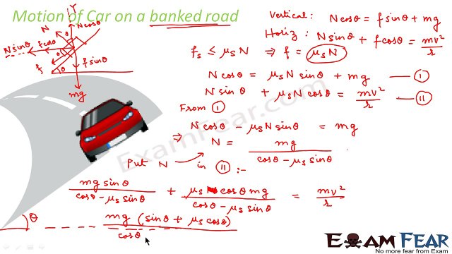 Physics Laws of motion part 24 (Circular motion on banked road) CBSE class 11