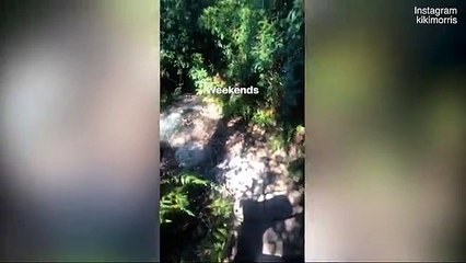 Kiki Morris showing off bikini bod after hiking and swimming