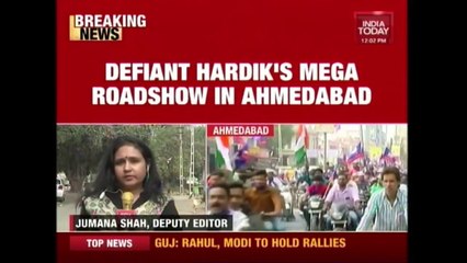 Hardik Patel Holds Mega Roadshow Defying Police Order In Ahmedabad