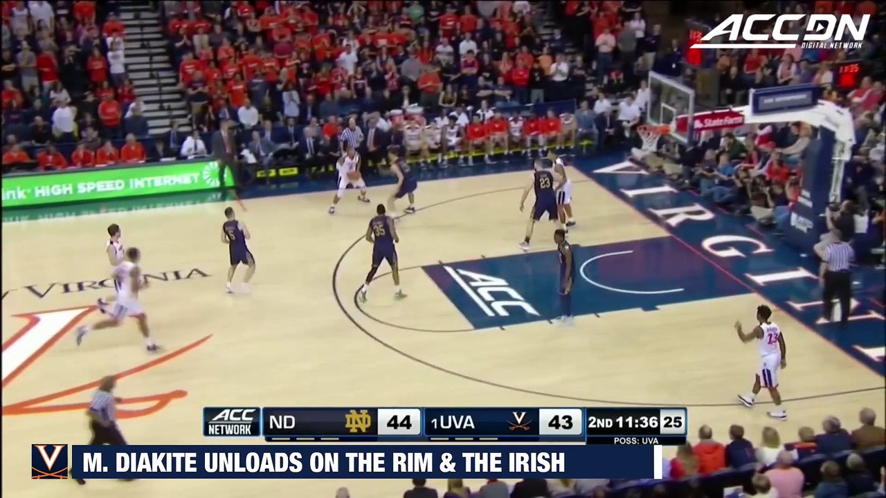 Virginia's Mamadi Diakite Unloads On Rim vs. Notre Dame