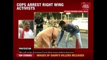 Cops Arrest Right Wing Activists Bursting Fire-Crackers As Protest