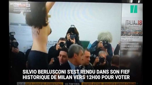 Elections en Italie: Le vote de Berlusconi perturbé par l'irruption de plusieurs Femen seins nus
