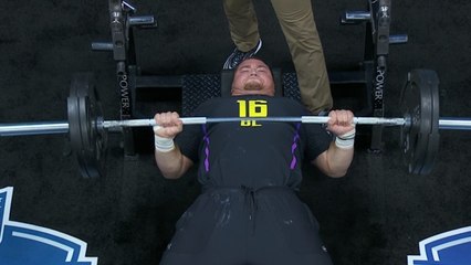 Stanford DL Harrison Phillips puts up 42 reps on the bench press