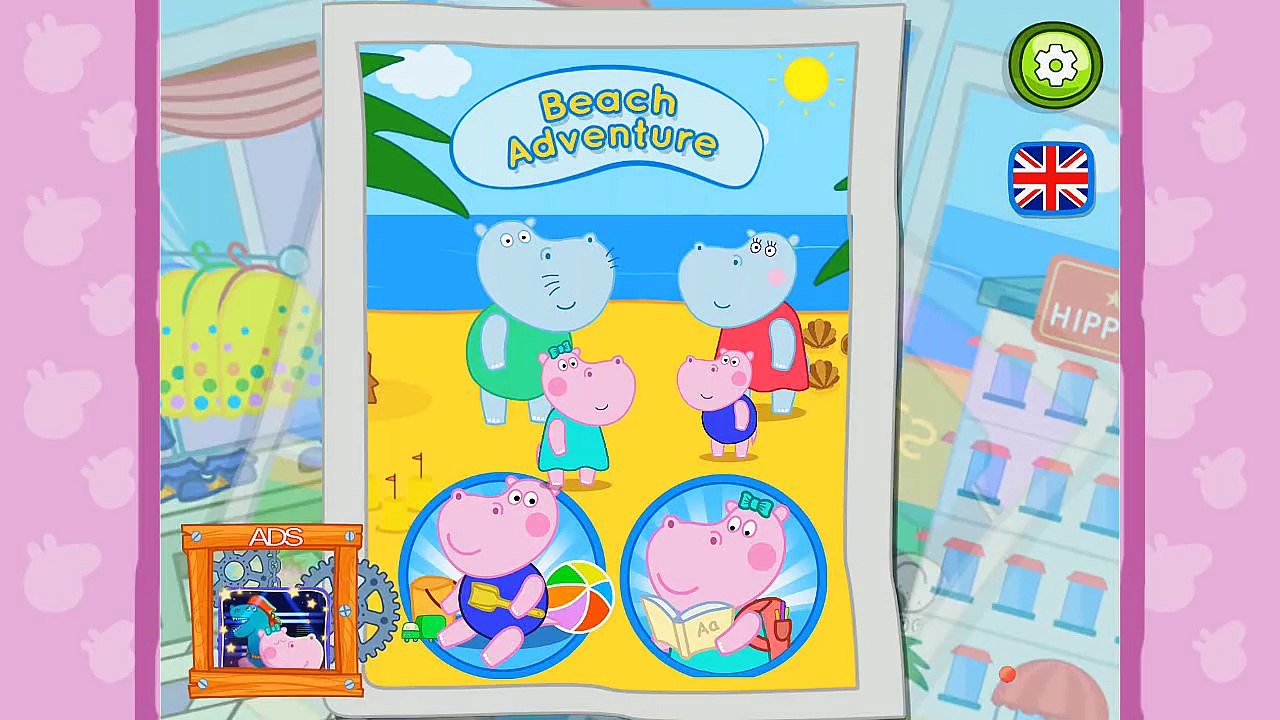 Hippo Peppa In English - Beach Adventure - cool educational game for kids