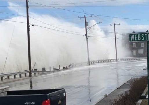 Waves Caused by Nor'easter Damage Homes at Brant Rock in Massachusetts