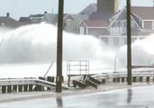 Waves Pound Seafront Homes in Massachusetts' Brant Rock