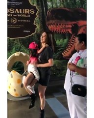 Zia scared of the big dino