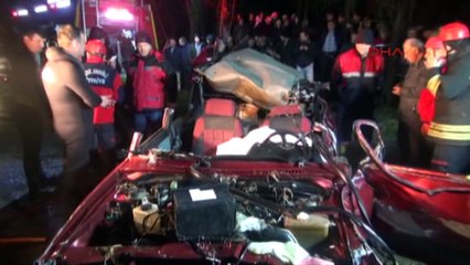 Dereye uçan otomobilin sürücüsü feci şekilde can verdi