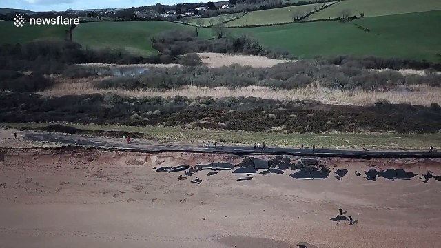 Aerial drone footage shows Storm Emma's trail of destruction in Devon