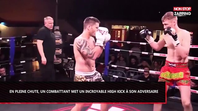 Muay-thaï : En pleine chute, un combattant met un incroyable high kick à son adversaire (Vidéo)