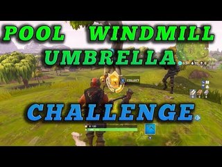 Fortnite Pool Windmill Umbrella Challenge | Season 3 Week 2 Battlepass