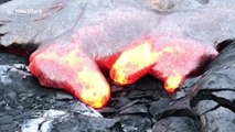 Stunning close-up of molten lava from Hawaiian volcano