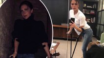 'I'm quite into this boot!' Victoria Beckham poses on her crutches after small stress fracture... but reveals she STILL isn't giving up heels.