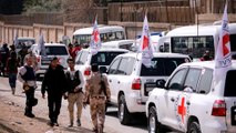 Convoglio di aiuti umanitari  entra a Ghouta in Siria